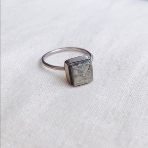 Giantlion Silver Pyrite Cube Ring sz 7
